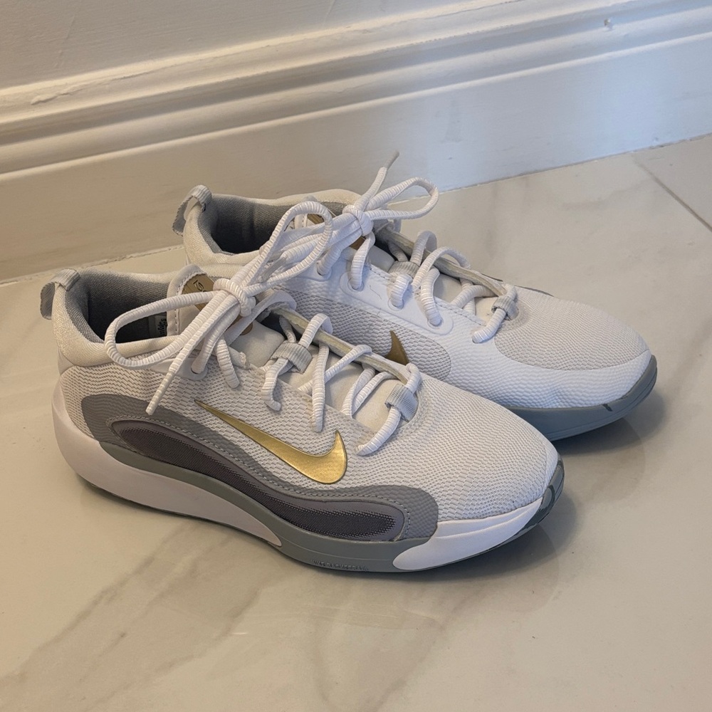 Nike! New! Kids White and Gold Athletic Shoes